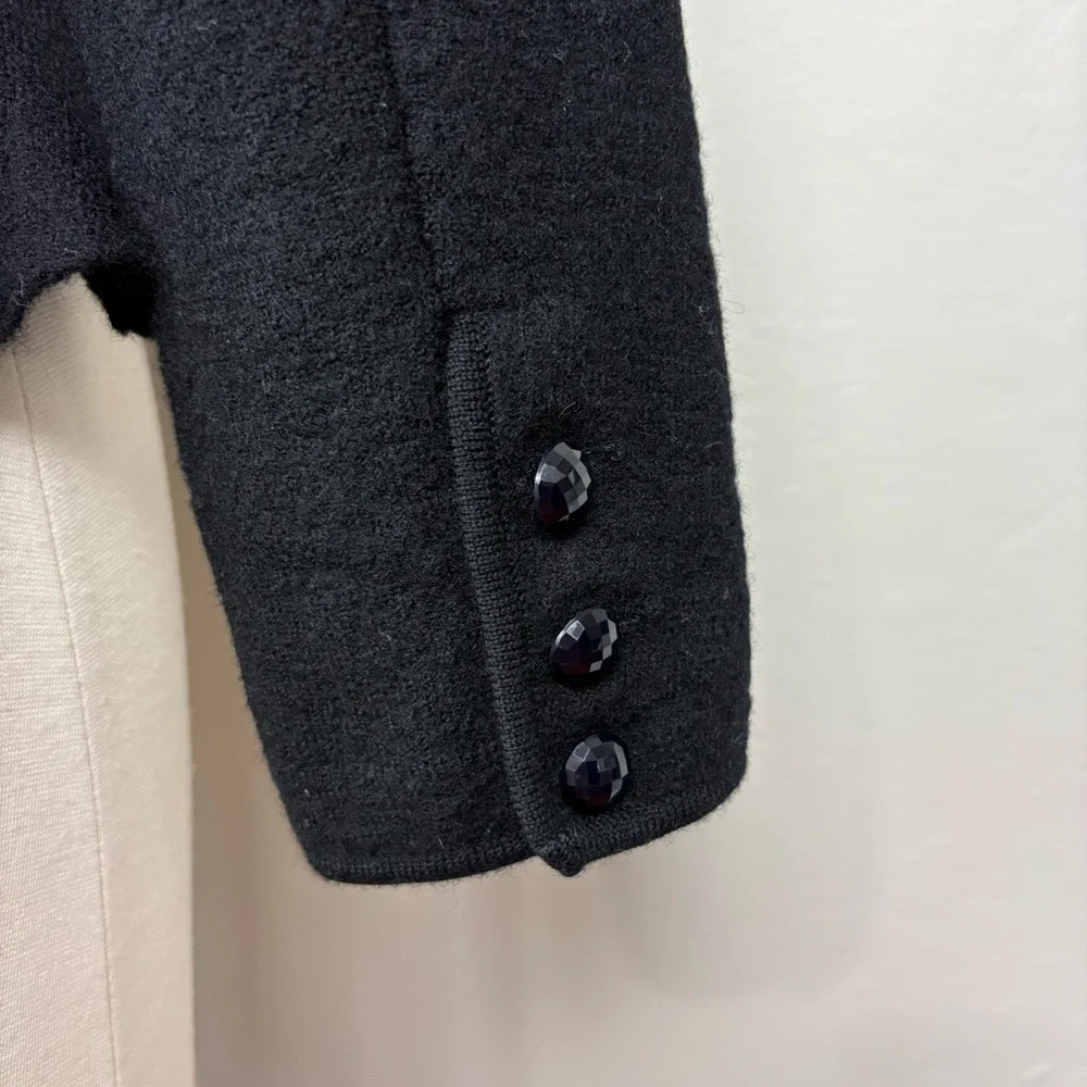 Jones New‎ York Petite Collection Wool Jacket Size M Black Ruffled Work Church